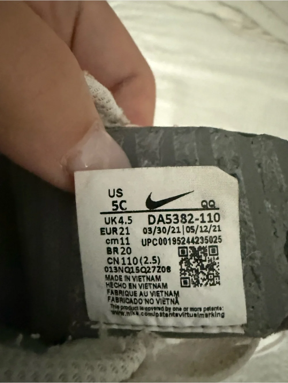 Nike Court Legacy Toddler Sneakers White Pink Hook Loop Shoes Size 5C DA5382-110